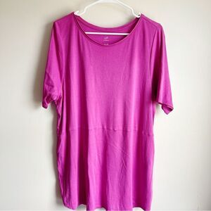 J Jill Fuschia Pink Short Sleeve Pima Shirttail Tee Blouse